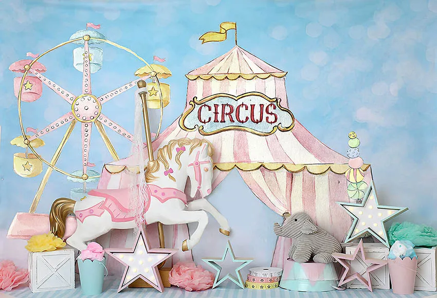 Mehofond Girl Happy Birthday Party Backdrop Amusement Park Circus Photography Background Props Photo Wallpaper Photozone Banner