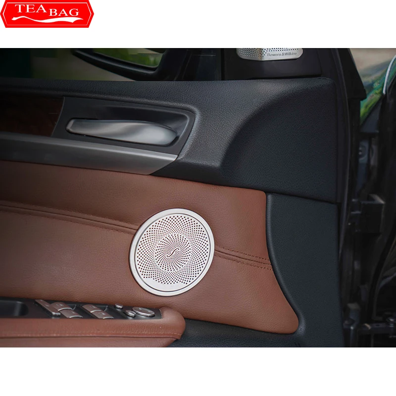 Car Stainless Door Loudspeaker Sound Pad Horn Cover Trim Frame Sticker Interior For BMW X5 E70 X6 E71 2008-2015 Accessories - Image 3