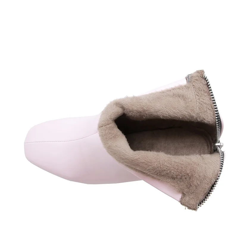YMECHIC Plus Size Candy Yellow White Black Pink Block High Heels Fashion Ankle Boots Back Zipper Sweet Lolita Shoes Winter 2024