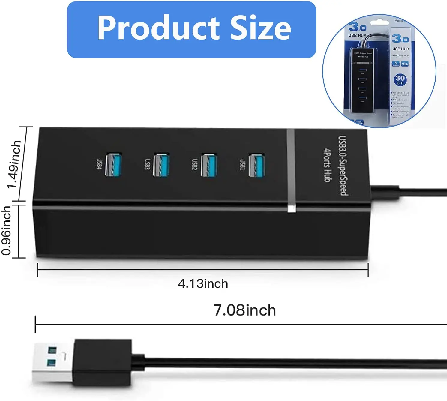 High Speed USB HUB 4 Ports Micro USB 3.0 Hub Multiport Adapter for Keyboard Mouse Printer USB Fan Lamp Camera Flash Drives PC