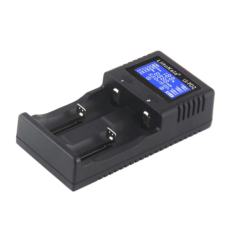 1-5PCS LiitoKala Lii-PD2 LCD Smart 18650 Battery Charger Li-ion 18650 26700 16340 26650 21700 26700 LCD Battery Charger +CAR