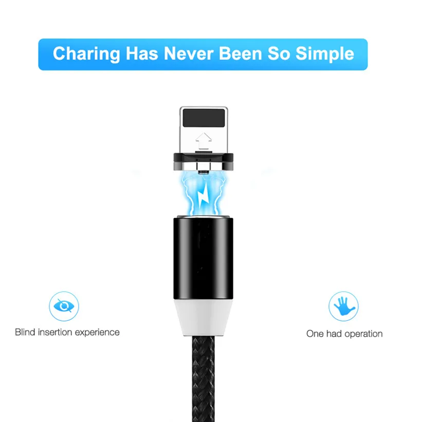 1M สาย USB Micro USB สำหรับ iPhone Samsung Android โทรศัพท์มือถือ Fast ชาร์จ USB ประเภท C สายแม่เหล็ก Charger สายไฟ
