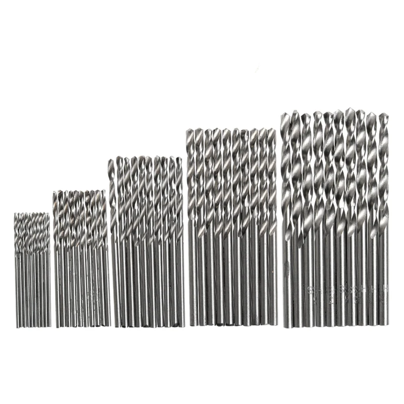 50Pcs 1/1.5/2/2.5/3mm High Speed Steel Plated Twist Drill Bit Set Tool 4XFD