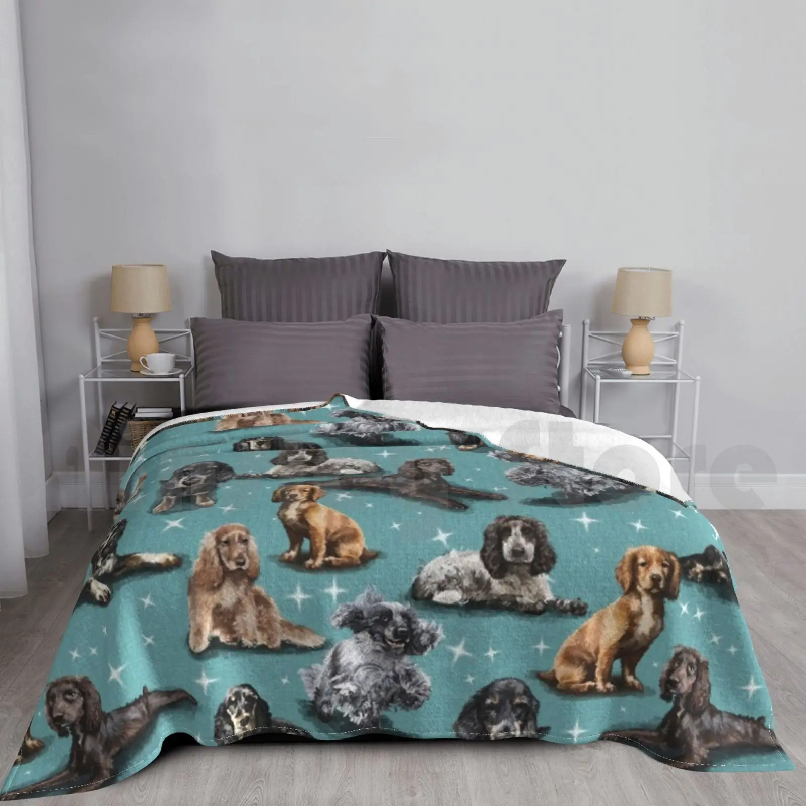 Manta Cocker Spaniel para sofá cama, viaje, Cocker Spaniel Springer, esponjas, inglés, americano, Reino Unido, raza estadounidense