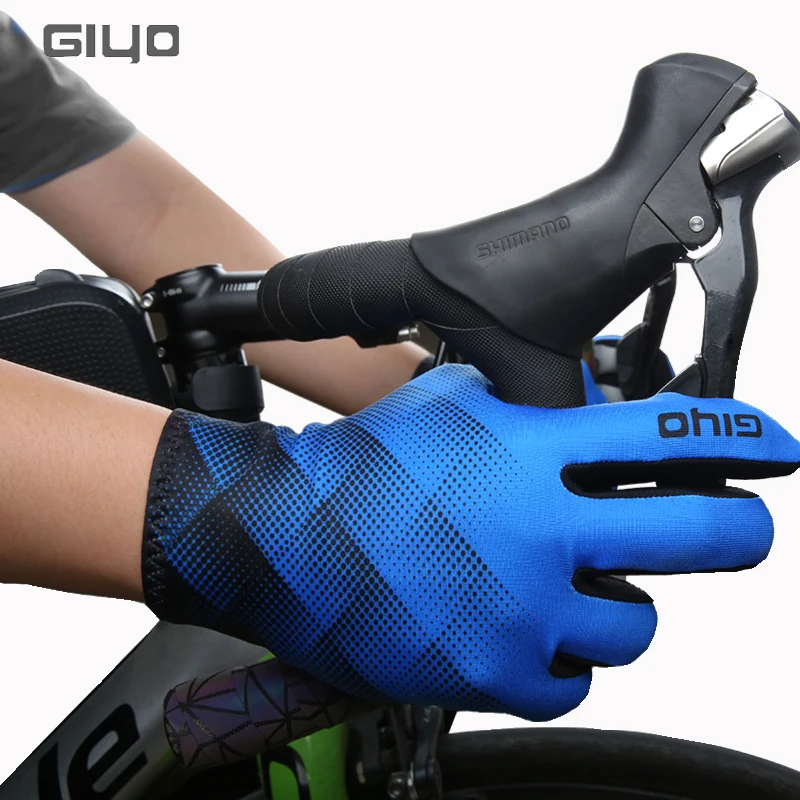 GIYO – gants de vélo antidérapants, en tissu Lycra brossé, avec écran tactile, doigts complets, pour la course, l'équitation et le cyclisme