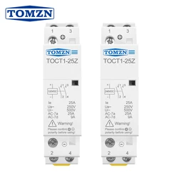 Din rail DC 12V 24V coil Household AC Modular contactor  2NO or 1NO 1NC TOCT1-25-Z TOMZN