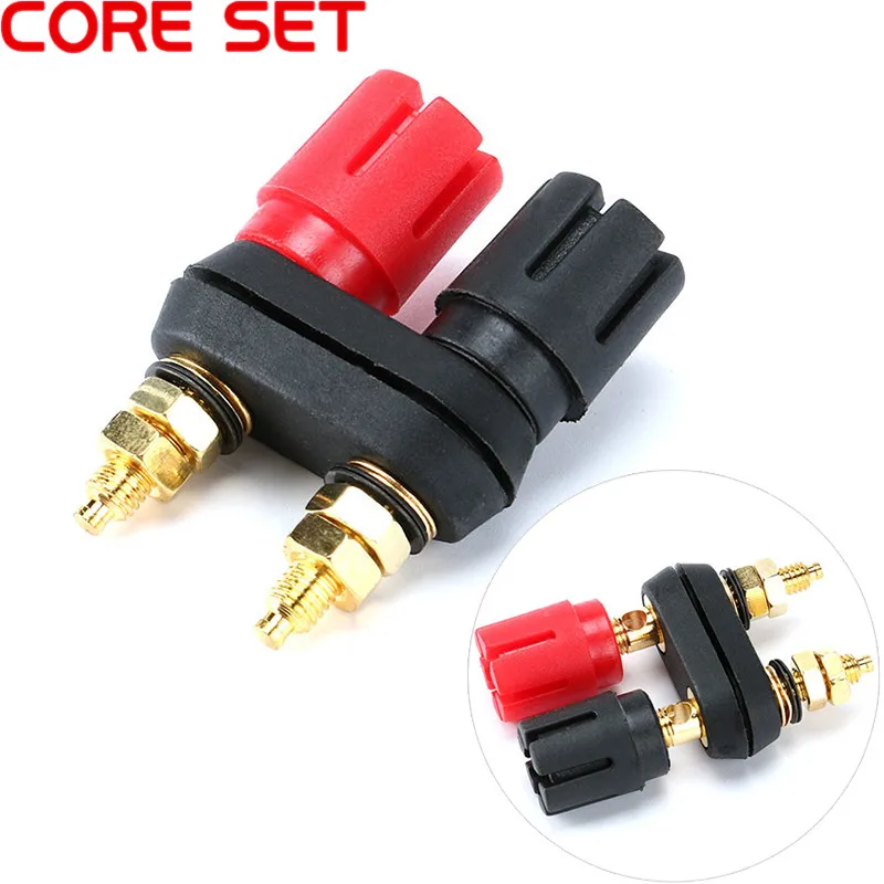 Banana Plugs Couple Terminals Dual 4mm Banana Plug Jack Socket Double hexagon Binding Post Red Black Connector Amplifier DX25