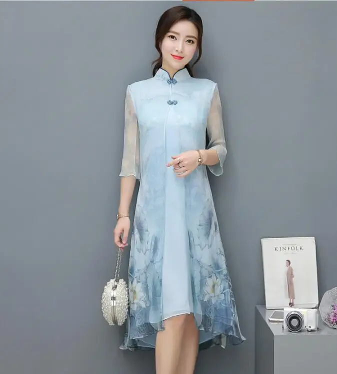 New Chinese style Cheongsam dress Leisure Vietnam womens dress