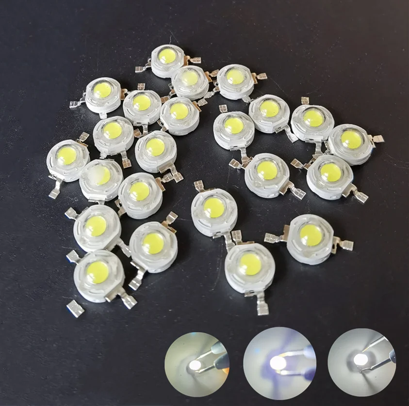 10-100 Uds. Chip de lámpara LED COB 1W 3W 3,2-3,6 V entrada 100-220LM Mini diodo de bombilla LED SMD para reflector LED DIY foco Downlight
