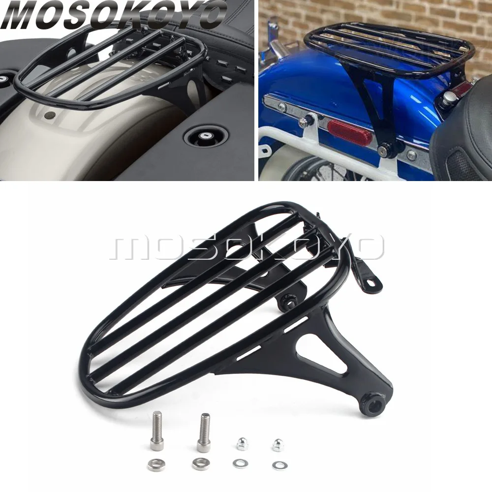 

Gloss Black Solo Seat Rear Fender Luggage Rack Support Shelf For Harley Softail FLHC Heritage Classic 114 FLHCS Deluxe FLDE 2018