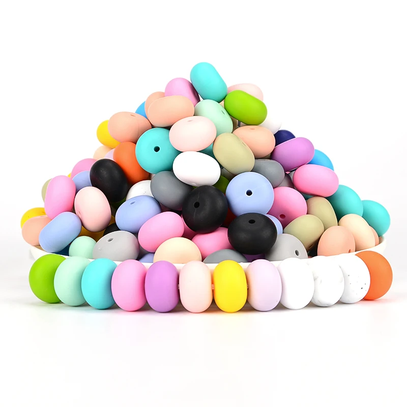 LOFCA 10pcs/lot 19mm Abacus Loose Silicone  Beads Elegant Beaded Silicone Necklace Bracelets Keychain Jewelry accessories