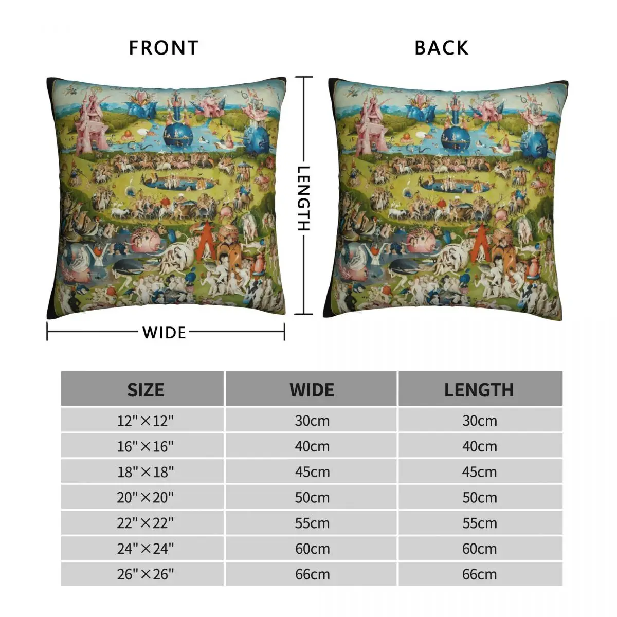 Hieronymus Bosch The Garden Of Earthly Delights Square Pillowcase Polyester Linen Velvet Creative Zip Decor Sofa Cover 45x45