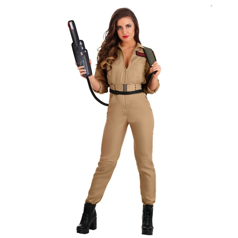 

Ghostbuster Cosplay Adult Halloween Costume Movie Film Stage Performance Women Female Expendables fighter Jumpsuit Clothes