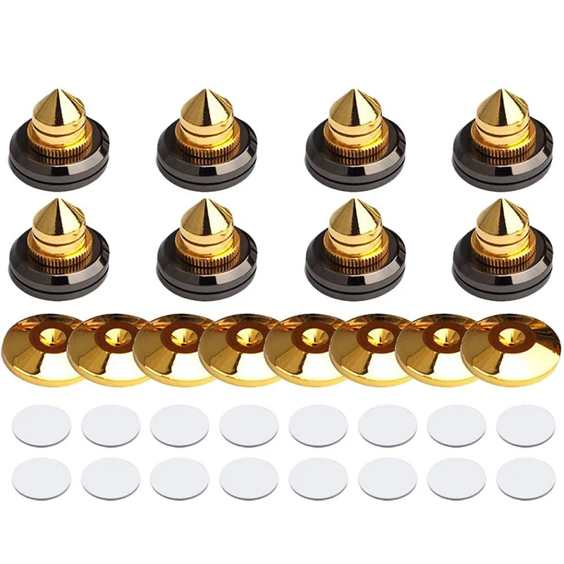 8 Set Golden-Plated Speaker Spikes, Speaker Stands CD o Subwoofer Amplifier Turntable Isolation Feet