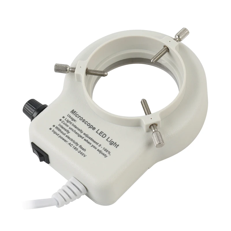 Anillo de luz LED ajustable 144, lámpara iluminadora para la industria, microscopio Trinocular estéreo, lente de cámara de vídeo, lupa 110V 220V
