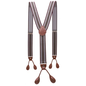 Suspensórios vintage unissex para homens, suspensórios ajustáveis, suspensor de 6 botões, elástico, alça em forma de Y, calças, couro marrom, PU 10 principais vendas suspensorio botão - №10