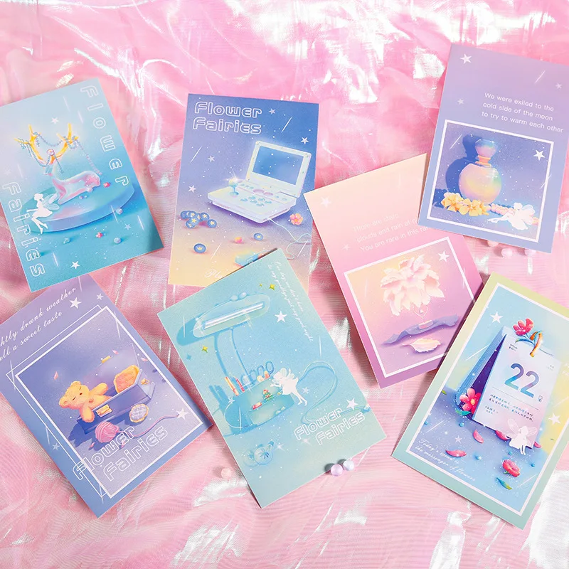 30 Pcs/Set Flower Fairies Series Postcard Dreamy Hand Painted Flowers Greeting Cards Message Card Gift Stationery