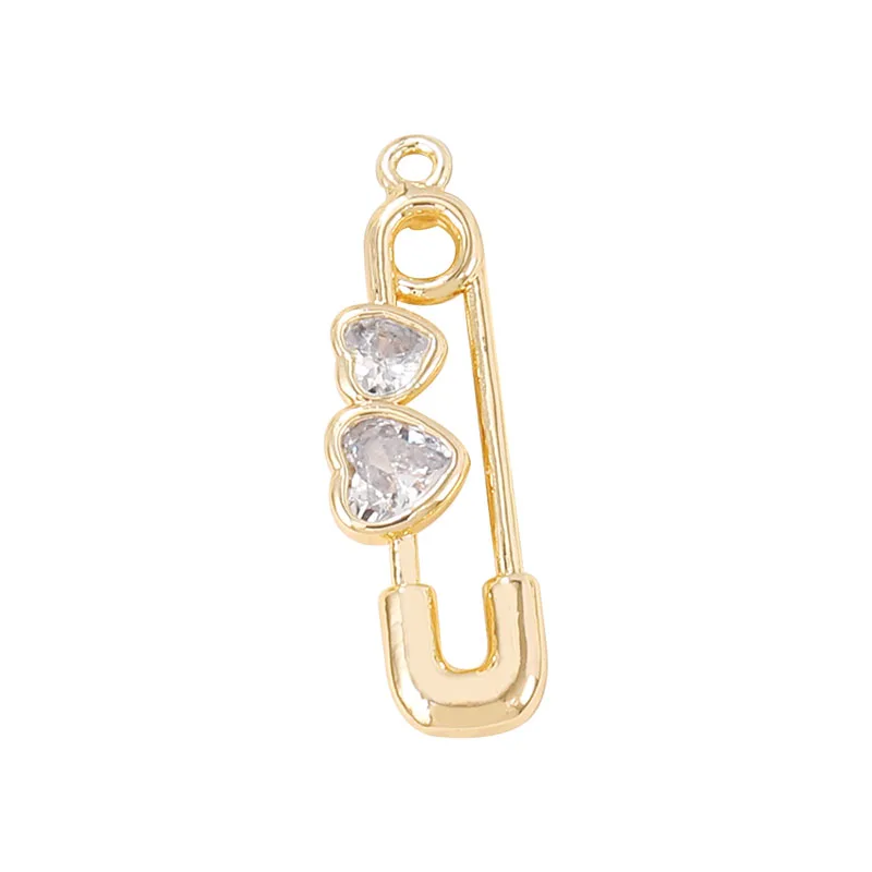 

Factory Wholesale Gold Color Brass and Zircon Pin Charms Pendants Necklace and Bracelet Earring Diy Jewelry Accessories Parts