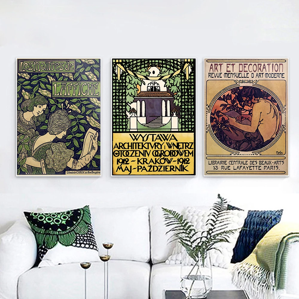 Nordic Vintage Art Nouveau Posters and Prints Retro Berlin Art Canvas Painting Modern Wall Pictures for Living Room Home Decor