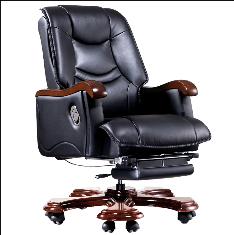 Business high-end president boss chair solid wood executive chair office chair leather computer chair study swivel chair reclini