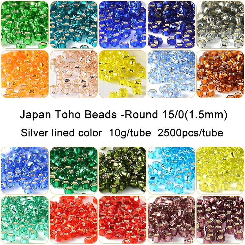 1,5mm Japan TOHO Runde Glas Seed Perlen 15/0 Silber Ausgekleidet Farbe 10g Samen Perle für Handemade Diy Armband schmuck Machen – Detail 1