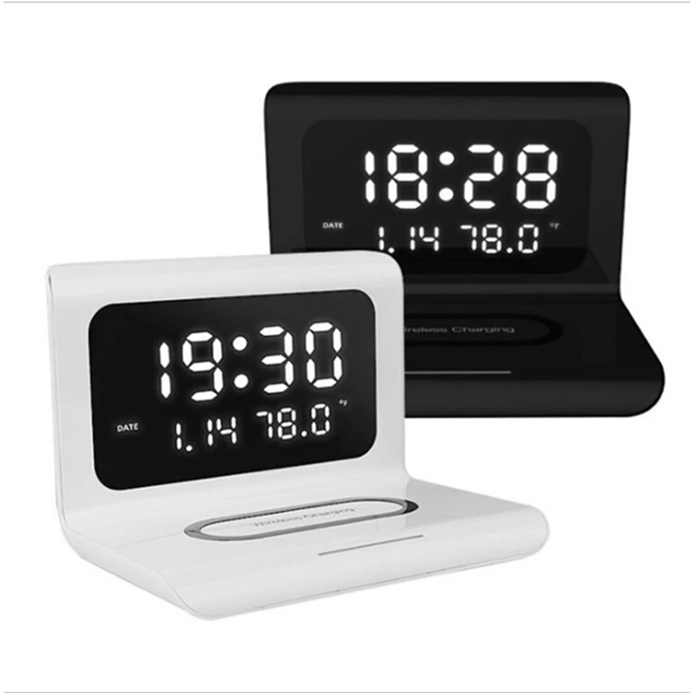 

Digital Alarm Clock and Wireless Charger 2 in 1 Fast Charging Dock Station for Apple 11/11Pro Max/XR/XS Max/Xs Desk Snooze Clock