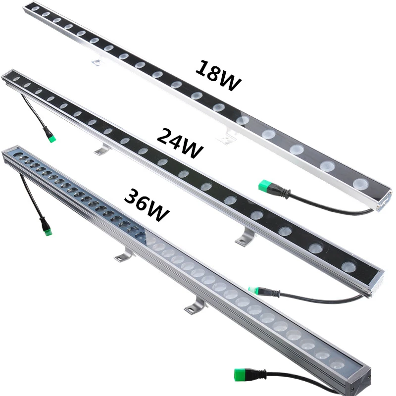 10 pçs led lâmpada de lavagem parede dc24v 24w36w linha ao ar livre lâmpada branco quente branco frio dmx512 rgb gradiente dmx512 controle externo