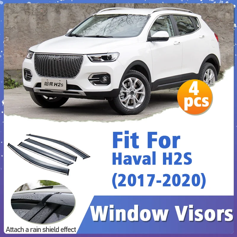 

Window Visor Guard for Haval H2S 2017-2020 4pcs Vent Cover Trim Awnings Shelters Protection Sun Rain Deflector Auto Accessories