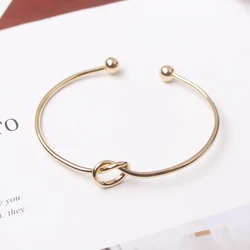 New Trendy Round Circular Open Knot Cuff Bangle Bracelets For Women Elegant Gold Color Noeud Armband Pulseiras Girl Jewelry