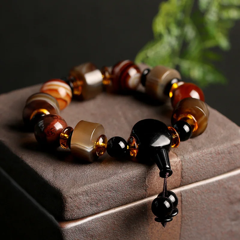 Ethnic Natural Agate Men's Bracelets Resin Charom Handmade Beaded Bracelet Fine Jewelry Accessories Fathers Day Gifts YBR439