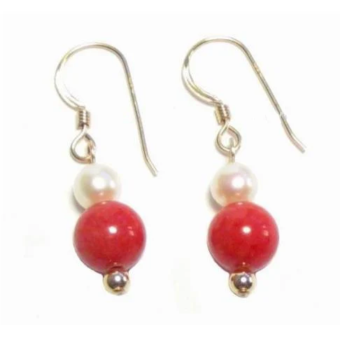 New Style Favorite Pearl Store Genuine 6-8mm White Freshwater Pearl Red Agate 14KGF Hook Earring Wedding Party Perfect Lady Gift