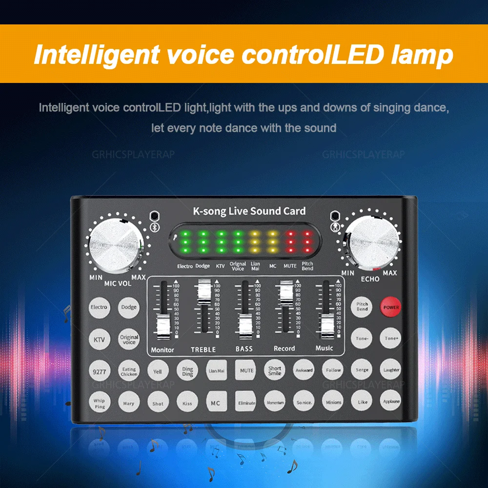 Bluetooth Scheda Audio Auricolare Microfono Webcast Live Streamer Trasmissione Scheda Audio per Computer PC Del Telefono Mobile