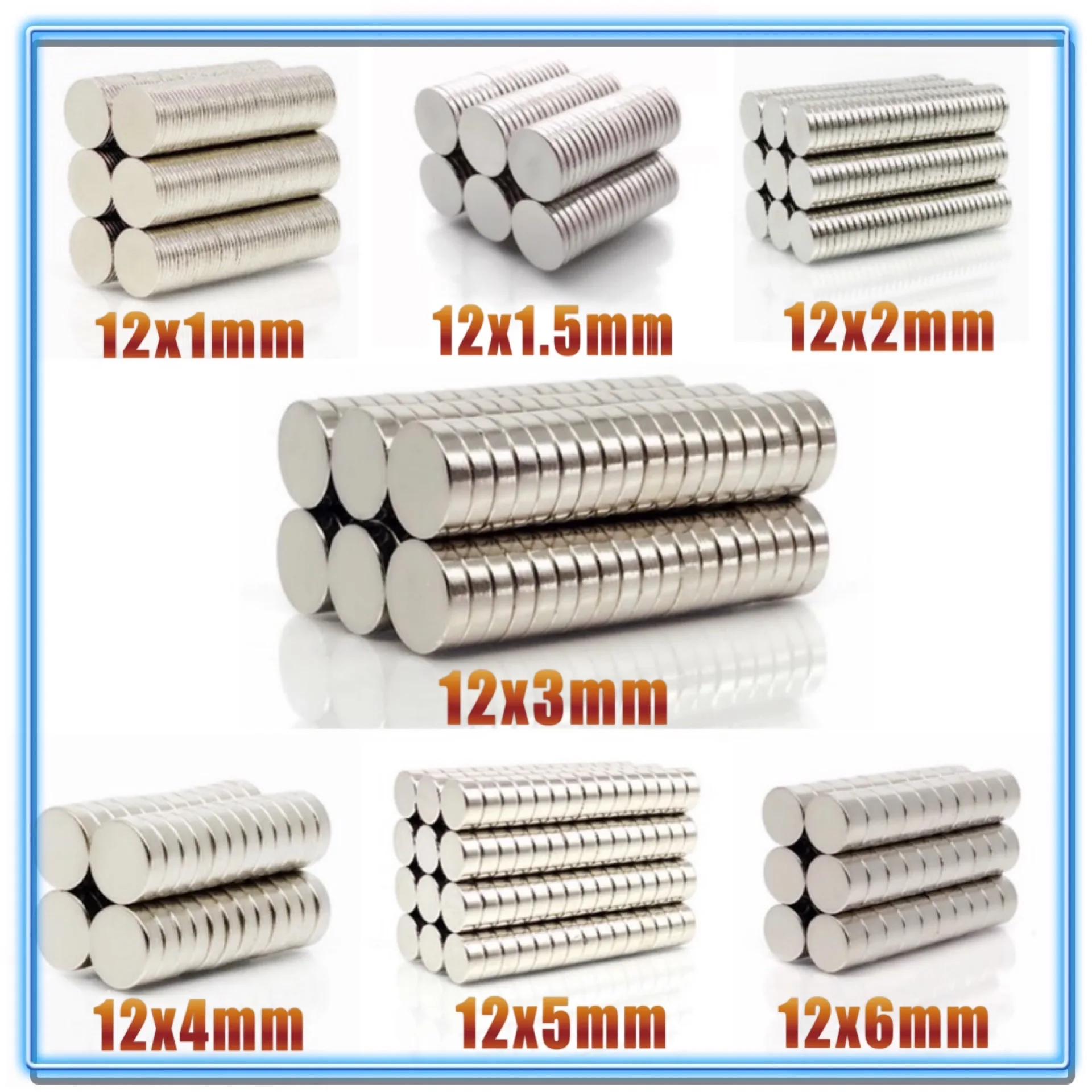 10~500Pcs N35 Round Magnet 12x1 12x1.5 12x2 12x3 12x4 12x5 12x6 Neodymium Magnet Permanent NdFeB Super Strong Powerful Magnets