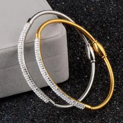 Chanfar Stainless Steel Snake Chain Bracelet Magnetic Clasp Bangle Gold Color Bracelet Gift For Women Jewelry