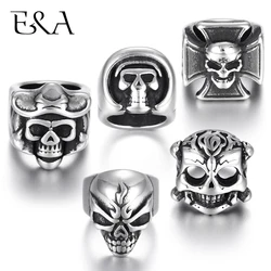 Stainless Steel Large Hole Beads Skull Predators Charms Sliders Fit 8mm Leather Bracelet Making Jewelry DIY Findings Bead