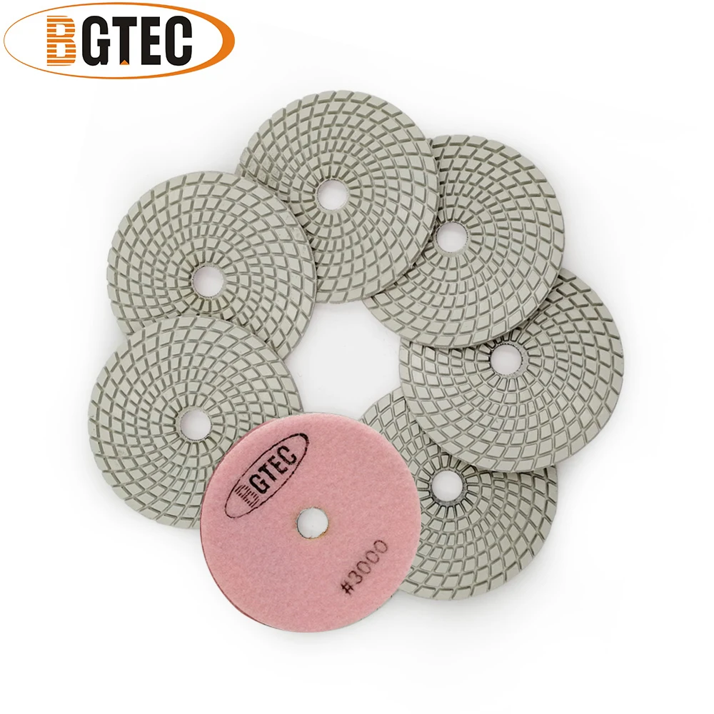 

BGTEC 4inch 7pcs #1500 Professional diamond flexible polishing pads 100mm sanding disc disk for granite, marble, ceramic