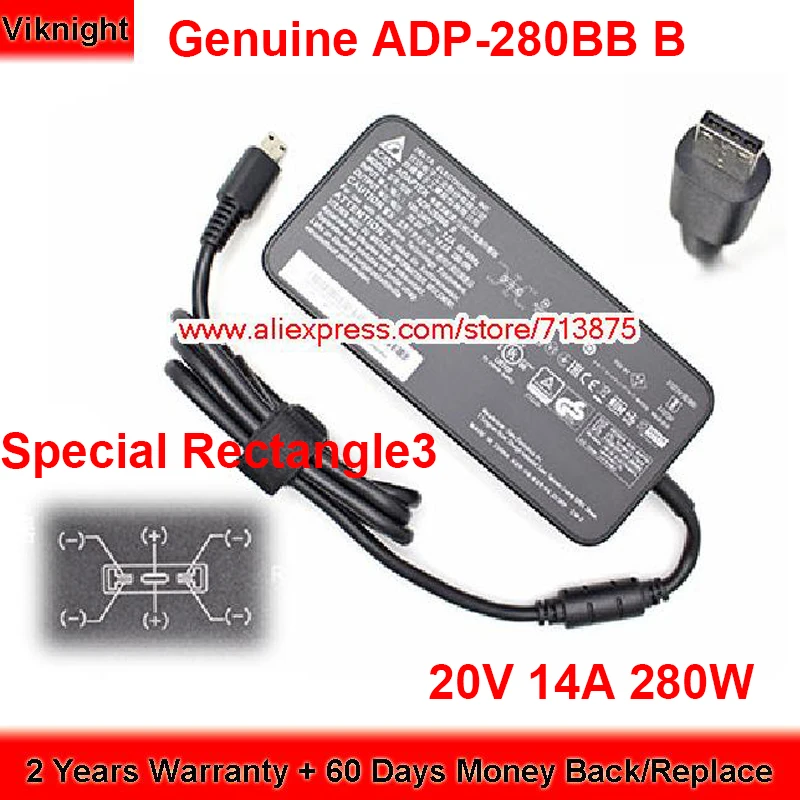 

Genuine Thin for Delta ADP-280BB B AC Adapter 20V 14A 280W Charger Special Rectangle3 Tip Power Supply