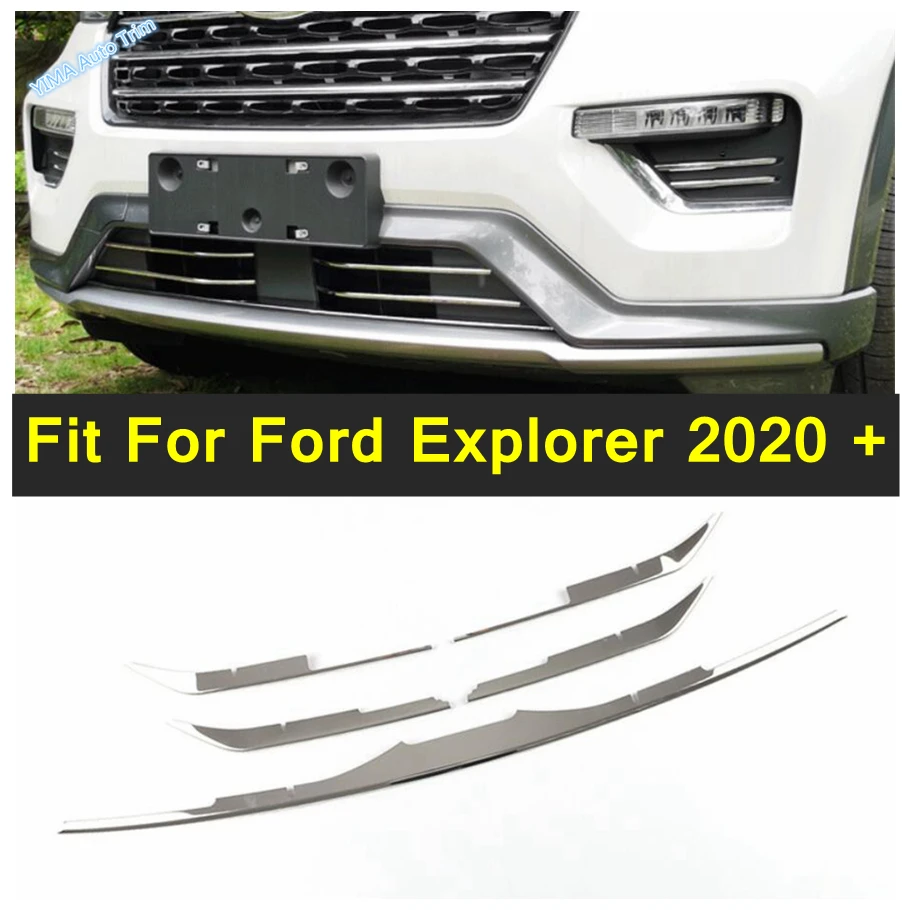 

Front Bumper Grille Grill Air-inlet Decoration Cover Trim Fit For Ford Explorer 2020 - 2022 Stainless Steel Exterior Accessories