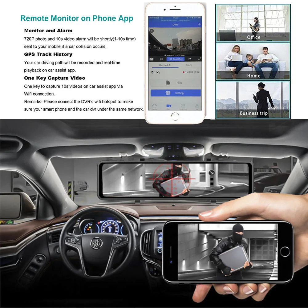 2020 HGDO 12\'\' 4G Car DVR Android 8.1 ADAS Rear View Mirror Camera FHD 1080P WiFi GPS Dash Cam Registrar Video Recorder 2G+32G