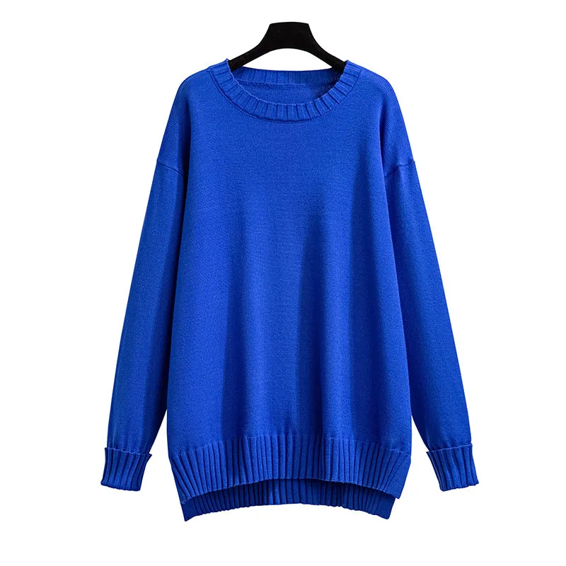 170Kg Plus Size Bust 160cm Spring Autumn Loose Pullover Fashion Round Neck Long Sleeve Knitted Sweater 6XL 7XL 8XL 9XL 10XL