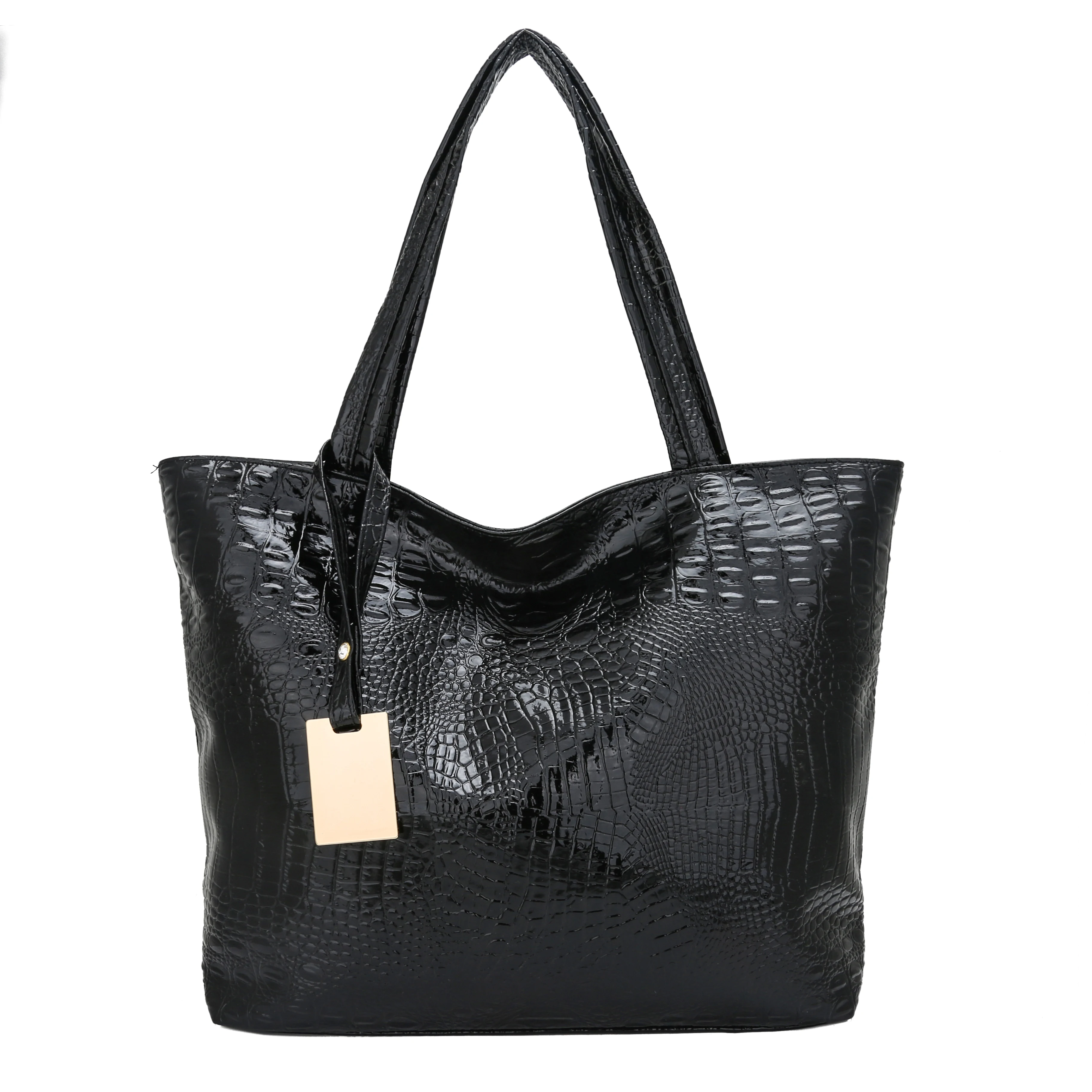 Brand Fashion Casual Vrouwen Schoudertassen Zilver Goud Zwart Krokodil Handtas Pu Leer Vrouwelijke Grote Tote Tas Dames Handtassen sac