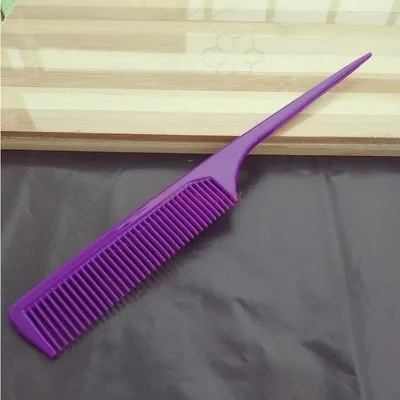 2pcs plastic comb Cooked rubber is not easy to break wide teeth fine teeth pointed hair hairdressing, perm thick purple