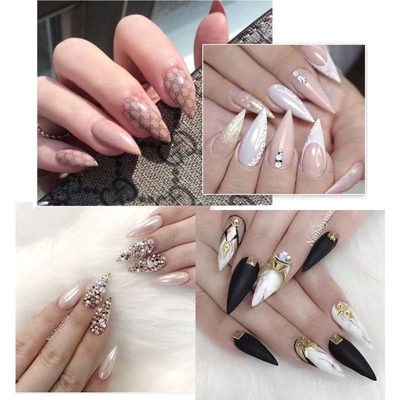 500 Stks/zak Scherpe Valse Nail Art Tips Xxl/Korte Volledige Dekking Stiletto Tip Gel Manicure Kunstmatige Nep Nagels Druk op Nail 10 Maten