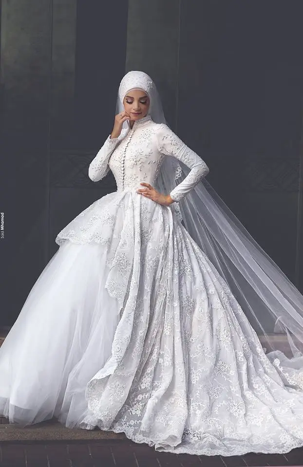 Robe de Mariage Long Sleeve Ball bridal Gown 2023 High Neck Lace Vestido de Noiva robe de mariee mother of the bride dresses