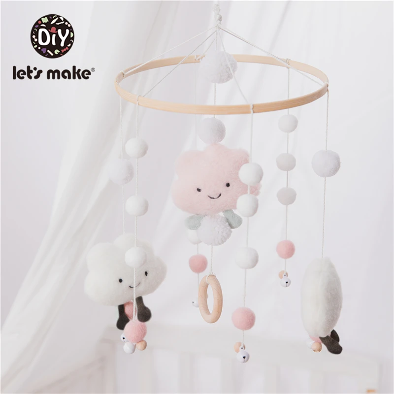 Let's Make Cloud Baby Rattles Mobile Cartoon Toys  0-12 Months Carousel Crib Holder Baby Mobile To Bed Bell Handmade for Newborn