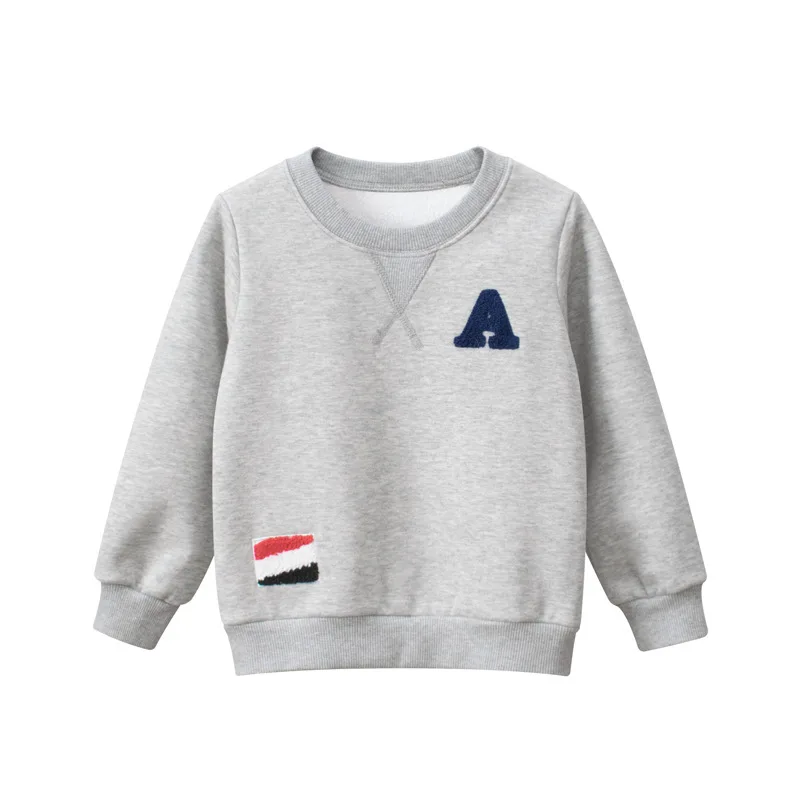 2024 Spring Winter Kids Casual Sweatshirts for Boys Girls Solid Letter Print Clothes Children Fluff Sport Casual Autumn Sweater