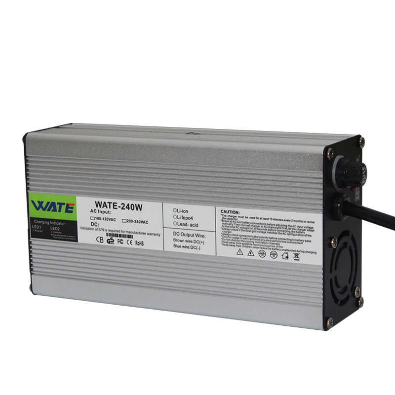 24V 8A Charger 24V Lead acid Battery Charger Output 27.6V With Fan Aluminum Shell Smart Charger