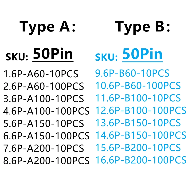 10 sztuk/100 sztuk AWM 20624 80C 60V VW-1 FFC-0.5MM-50Pin TypeA/B 60/100/150/200MM