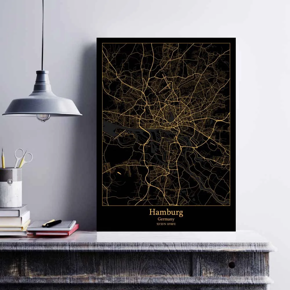 فرانكفورت هامبورغ هانوفر لايبزيغ ميونيخ مونستر نوريمبرغ باديربورن روستوك شتوتغارت ألمانيا ملصق الخريطة