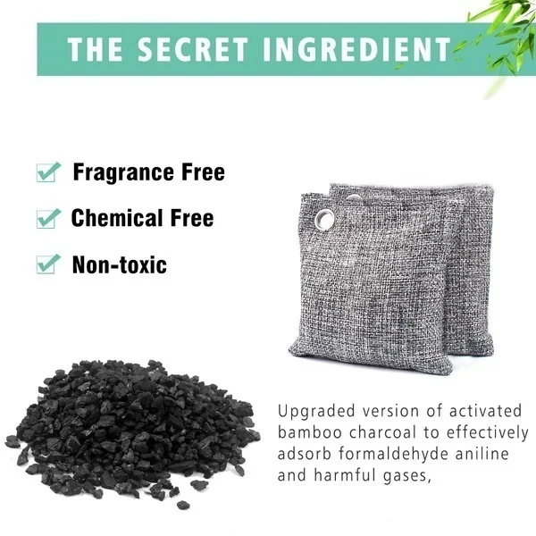 Bamboo Air Purifying Bag Natural Activated Charcoal Odor Absorber Freshener Remove Formaldehyde Gray